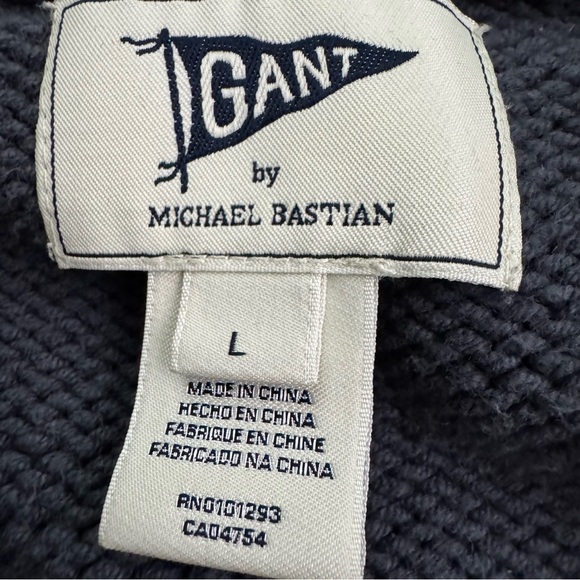 Gant by Michael Bastian Blue Nautical Stripe Shawl Collar Cardigan Sweater Large - Picture 12 of 15